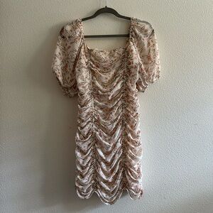 MINUET Pink Floral Ruched Dress